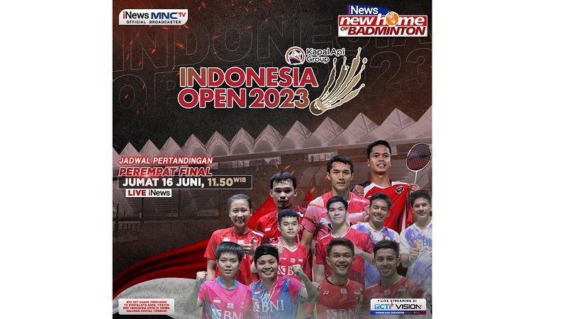 Saksikan 7 Wakil Tanah Air di Perempat Final Indonesia Open 2023 Hari Ini, Live iNews