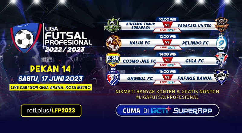 Link Live Streaming Liga Futsal Profesional 2023: Ada BTS Vs Sadakata United