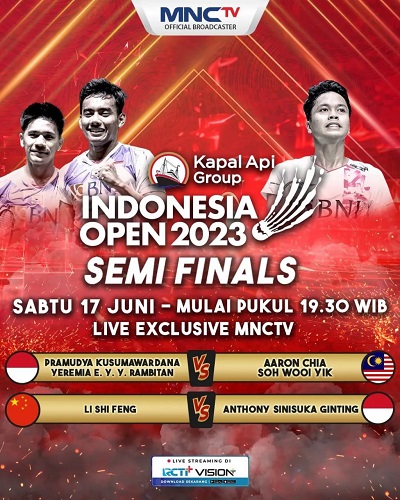 Ginting dan Pram/Yere Unjuk Gigi di Semifinal Indonesia Open 2023 Hari Ini, Live MNCTV