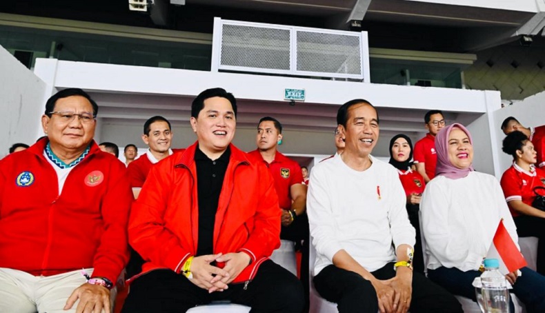 Momen Akrab Prabowo Nonton Pertandingan Indonesia VS Argentina Bersama Jokowi dan Erick Thohir