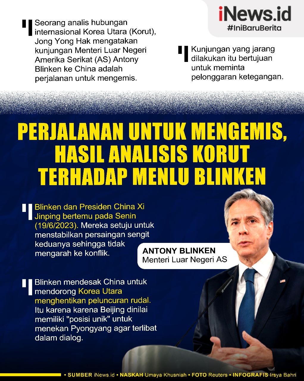 Infografis Analisis Pedas Korut atas Kunjungan Menlu AS ke China