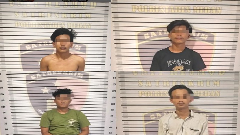 Ditangkap, Ini Tampang 4 Pelaku Begal Tewaskan Mahasiswa UMSU 