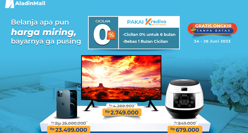 Beli Barang Harga Miring Paling Gampang Belanja di AladinMall Aja, Gratis Cicilan Sebulan + Bunga 0%