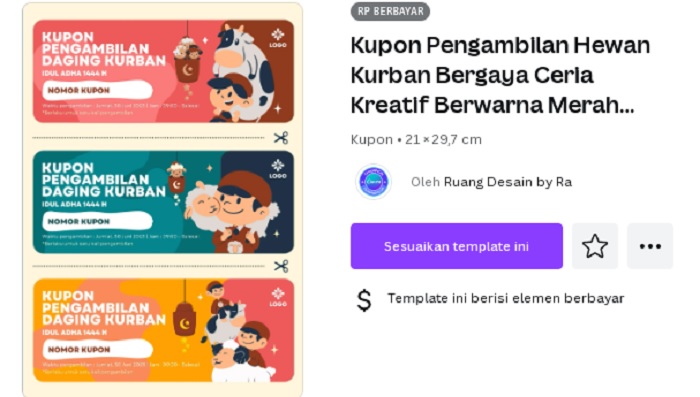 11 Contoh Kupon Daging Qurban dan Link Downloadnya untuk Dibagikan ke Masyarakat