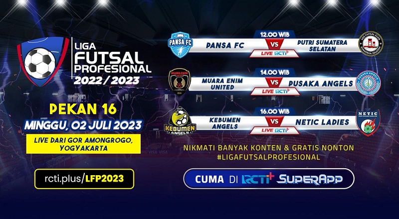 Link Live Streaming Liga Futsal Profesional Putri 2023: Muara Enim United Vs Pusaka Angel
