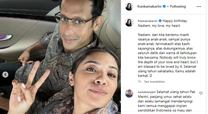 Mendikbudristek Nadiem Makarim Ulang Tahun ke-39, Sang Istri Sampaikan Doa Ini