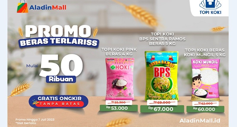 Serbu Promo Beras Terlaris di AladinMall, Ada Gratis Ongkir Juga Lho!