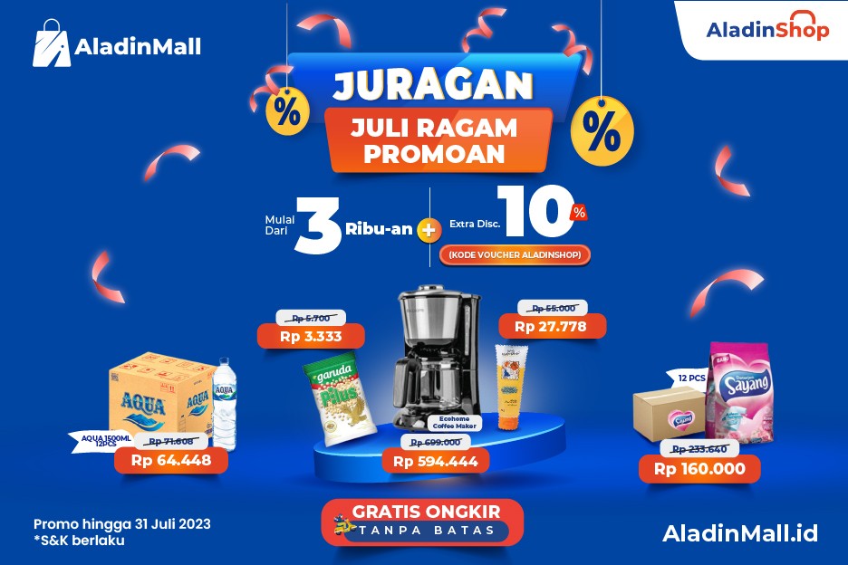 Kejar Promo Juragan di AladinMall, Belanja Mulai dari Rp3 Ribuan + Gratis Ongkir!