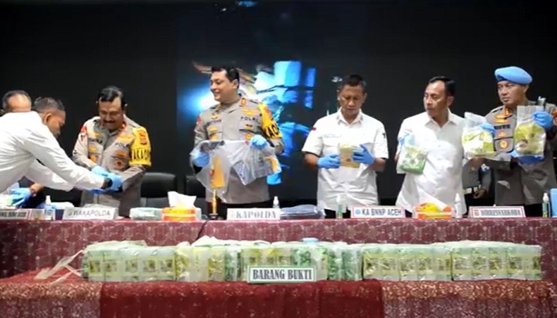 Polda Aceh Tangkap Jaringan Narkoba Internasional, Temukan 57 Kg Sabu