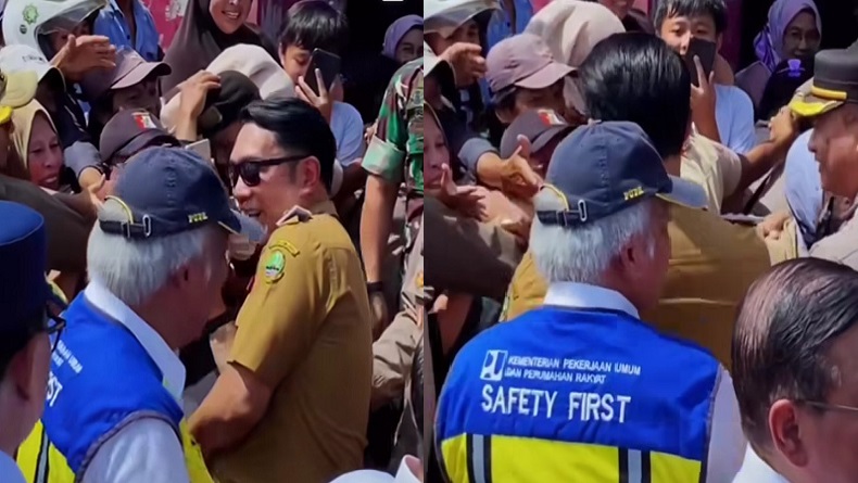 Ridwan Kamil Dipeluk Emak-emak dan Menteri PUPR di Sumedang, Jadi Ingat Teletubbies