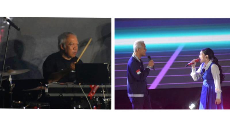 Momen Ganjar Duet dengan Nella Kharisma Diiringi Gebukan Drum Menteri Basuki