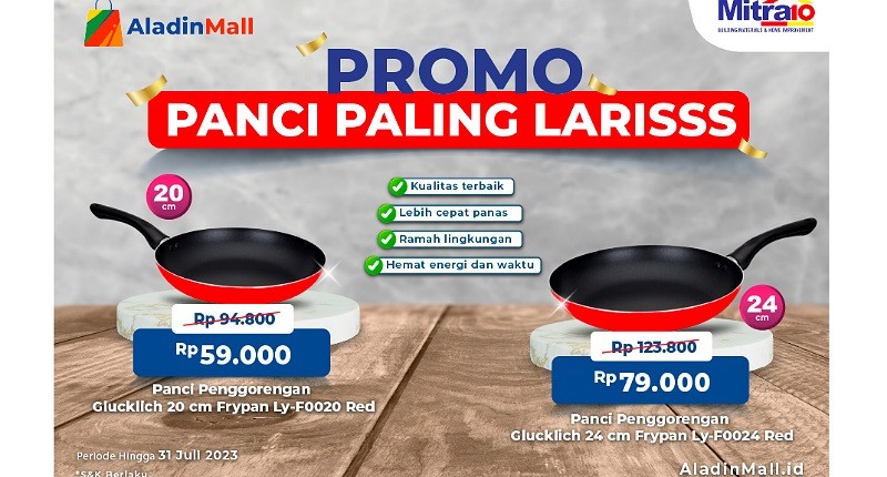 Penuhi Kebutuhan Alat Masak di AladinMall, Dapatkan Diskon s.d 60% + Gratis Ongkir!
