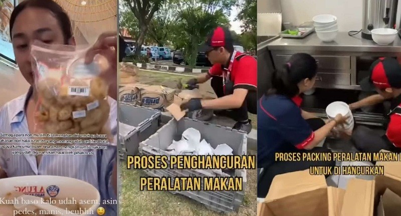 Gerai Bakso di Ngurah Rai Hancurkan Alat Makan Usai Video Viral Influencer Makan Kerupuk Babi