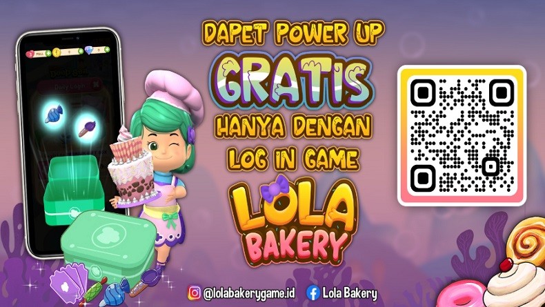 Dapat Power Up Gratis Hanya dengan Log In Game Lola Bakery!
