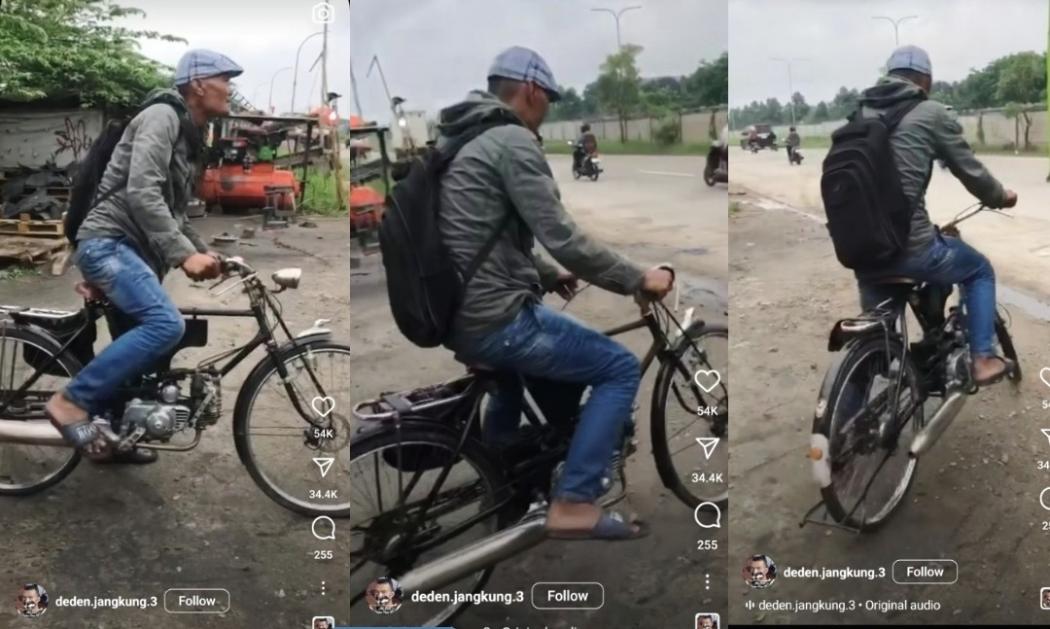 Viral Sepeda Ontel Klasik Bermesin Motor, Netizen: Ini Baru Namanya Sepeda Motor