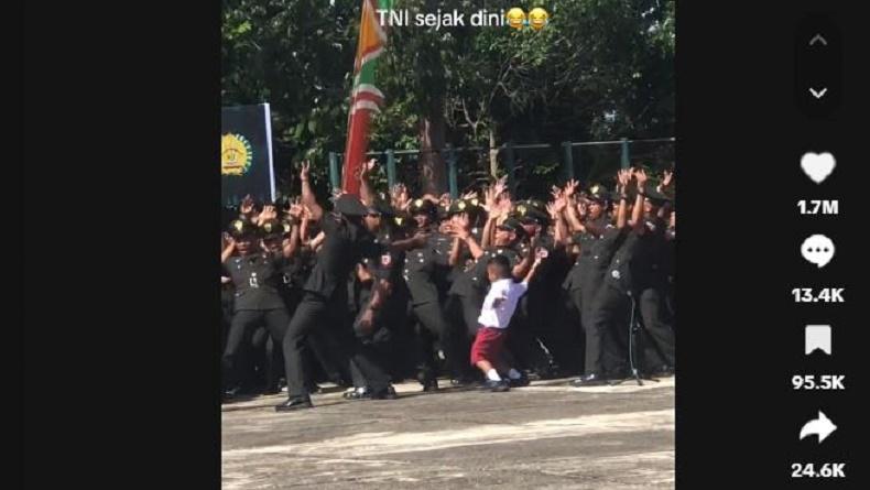 Viral Anak SD Ikut Selebrasi Yel-Yel Casis Tentara, Netizen: Jiwa TNI-nya Meronta-ronta