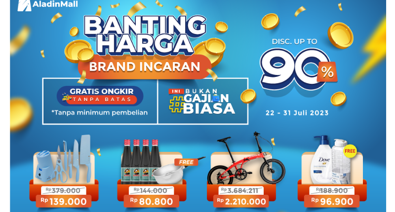 Banting Harga! Brand Incaran-mu di AladinMall Diskon s.d 90% + Gratis Ongkir