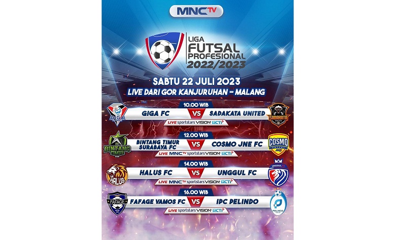 Liga Futsal Profesional Hari Ini di MNCTV: BTS Vs Cosmo JNE, Halus FC Lawan Unggul FC