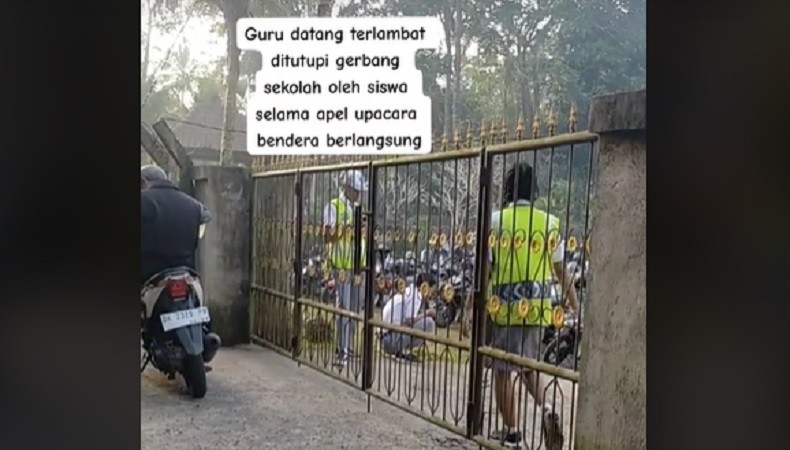 Viral Guru Terlambat Datang Sekolah Murid Tutup Gerbang, Netizen: Ini Baru Adil!