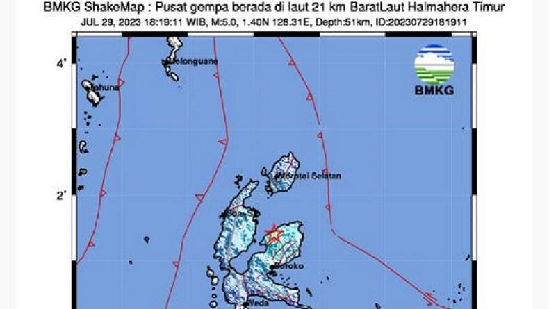Gempa Terkini M5,0 Guncang Halmahera Timur, Terasa hingga Morotai Selatan