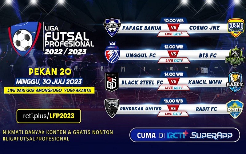 Link Live Streaming Liga Futsal Profesional 2022/2023 Hari Ini: BTS di Ambang Juara, Kancil dan Black Steel Saling Sikut