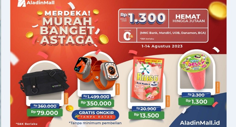Serbu Promo Merdeka di AladinMall, Bisa Hemat Sejutaan + Gratis Ongkir!