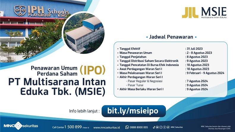 Multisarana Intan Eduka IPO, Gandeng MNC Sekuritas dan KB Valbury sebagai Penjamin Pelaksana Emisi Efek