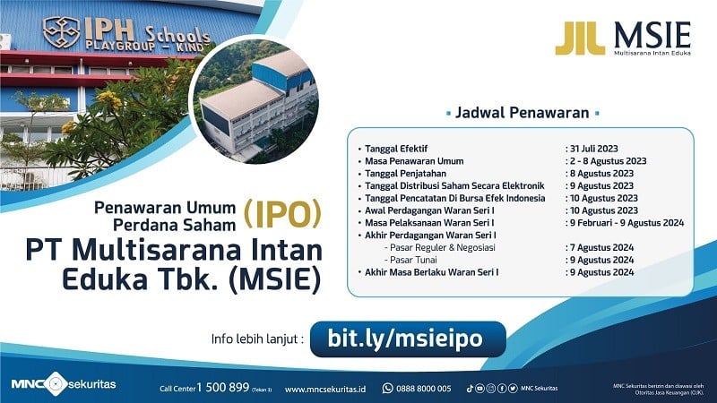 Proses IPO, PT Multisarana Intan Eduka Tbk (MSIE) Masuk Dalam Daftar Saham Syariah  