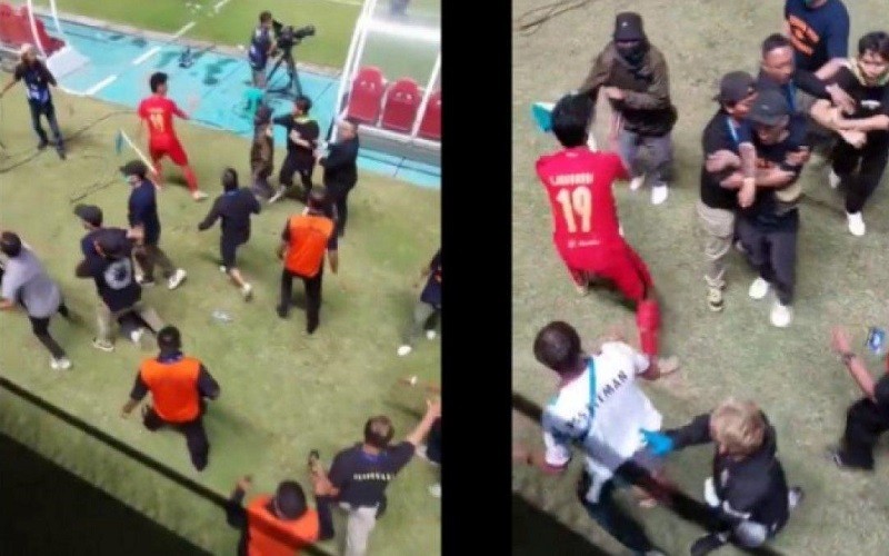 Heroik! Aksi Hanif Sjahbandi Lindungi Ofisial PSS dari Amukan Suporter