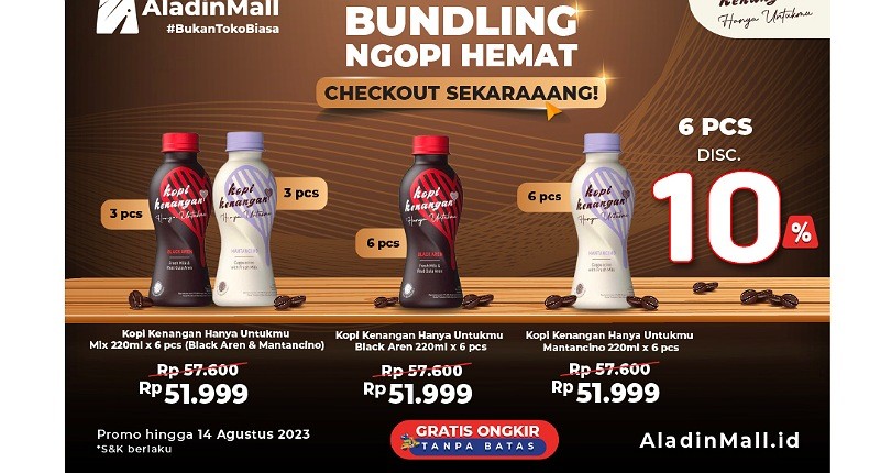 Borong Kopi Kenangan di AladinMall, Ada Diskon Heboh + Gratis Ongkir!