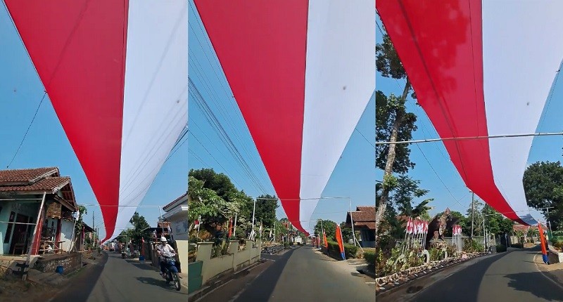 Kemeriahan HUT ke-78 RI, Unik Ada Desa Pasang Bendera Sepanjang 300 Meter