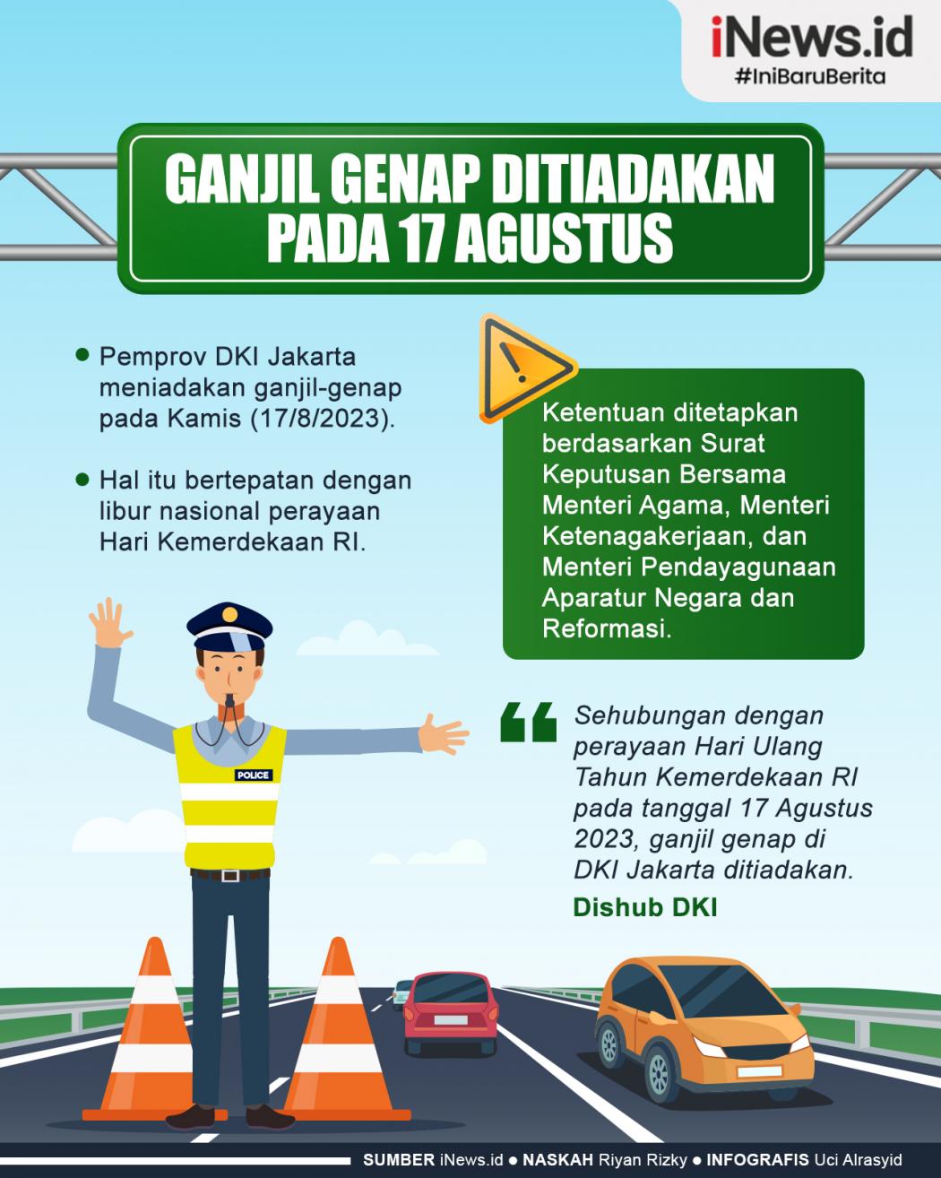 Infografis Ganjil Genap di Jakarta Ditiadakan pada 17 Agustus