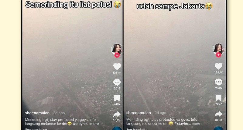 Viral, Penumpang Pesawat Saksikan Pemandangan Polusi Jakarta dari Langit: Merinding!