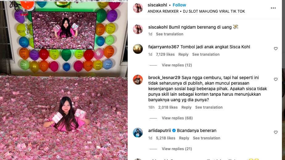 Hamil Muda, Sisca Kohl Ngidam Berendam di Kolam Uang Rp100.000