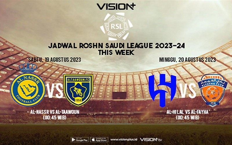 Intip Jadwal Roshn Saudi League 19 dan 20 Agustus 2023, Nonton Live di Vision+
