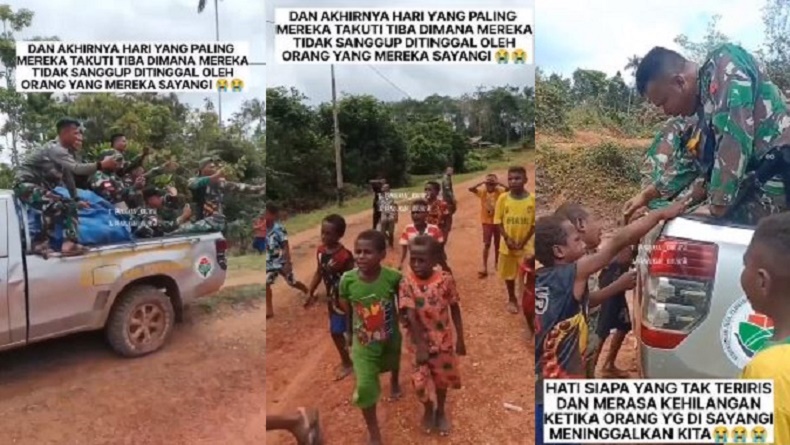 Momen Haru Anak-Anak Papua Tangisi Kepergian Prajurit TNI, Tak Mau Ditinggal Pulang
