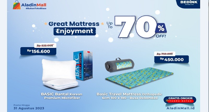 Dapatkan Diskon Promo Perlengkapan Tidur Bedink hingga 70%, hanya di AladinMall