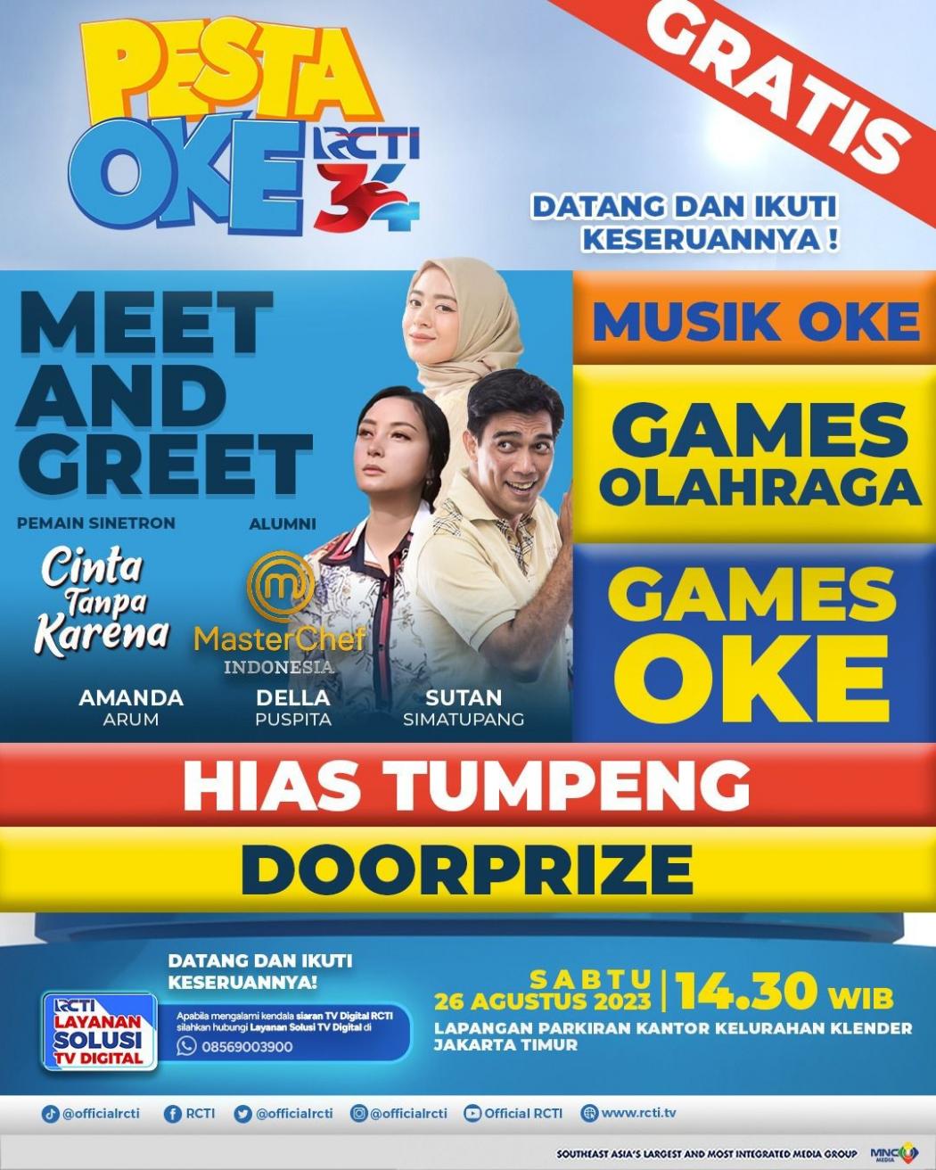 Pemain Sinetron Cinta Tanpa Karena dan Alumni MCI Hadir Ramaikan Pesta Oke RCTI34 di Klender!