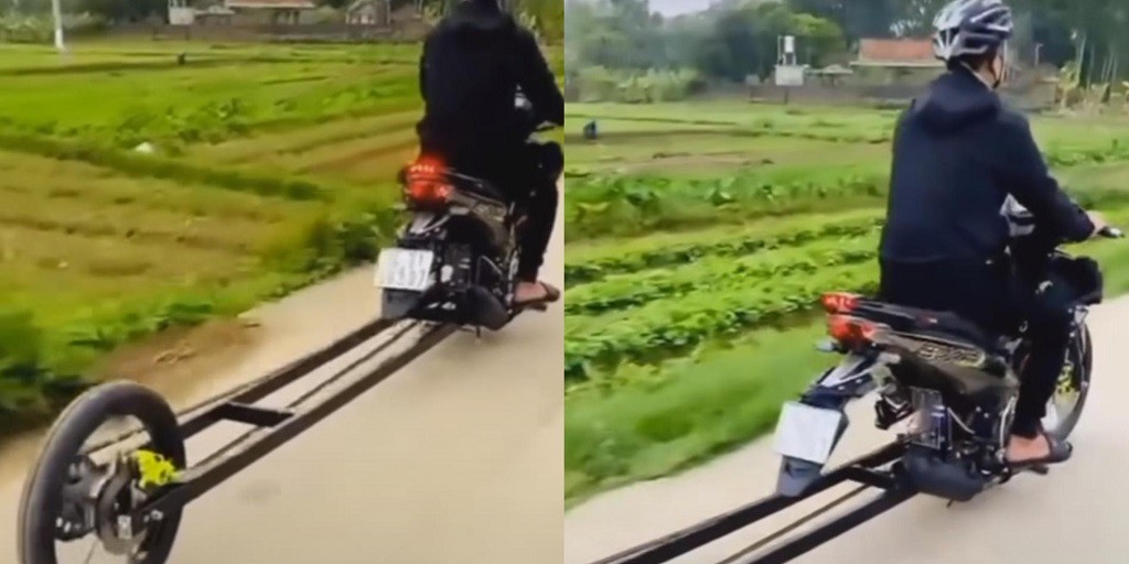 Viral Modifikasi Motor Bebek Swing Arm Panjang, Netizen: Roda Belakangnya LDR