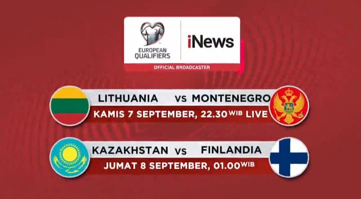 Lithuania Vs Montenegro, Kazakhstan Lawan Finlandia di Kualifikasi Euro 2024 Malam ini, Live di iNews