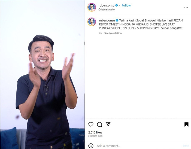 Ruben Onsu dan Sarwendah hingga Aurel, Meriahkan Puncak Kampanye 9.9 di Shopee Live 24 Jam Nonstop