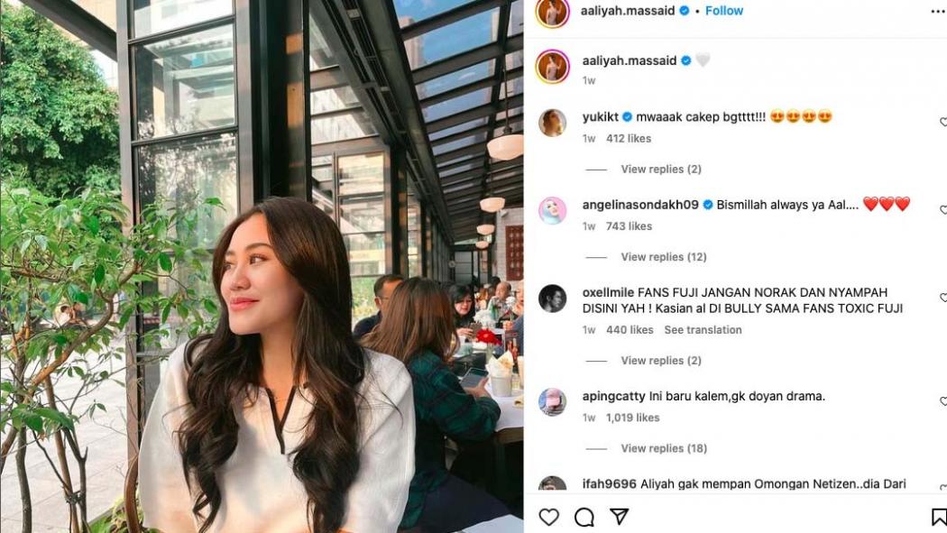 Diduga Diserang Fans Fuji, Aaliyah Massaid Tutup Kolom Komentar Instagram