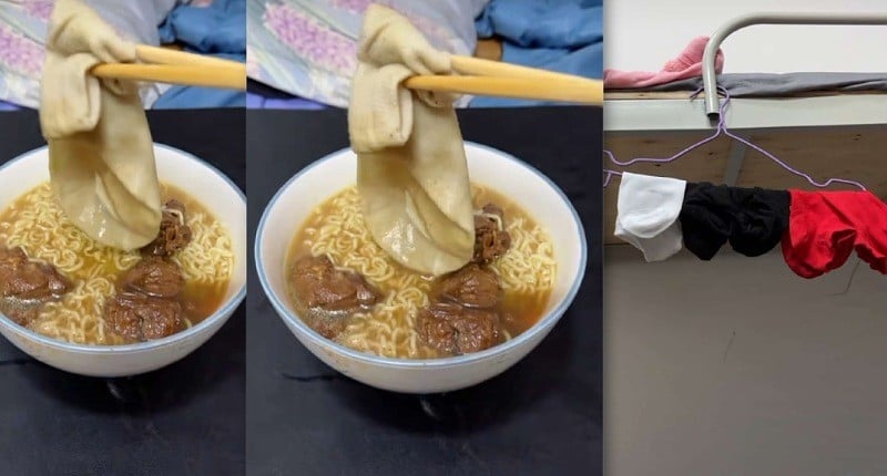 Viral Mi Kuah Instan Kejatuhan Kaus Kaki, Netizen Ngiler Dikira Odeng