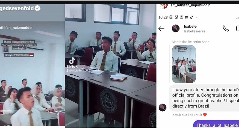 Viral Konten Guru Sekolah di Lombok Direpost oleh Avenged Sevenfold, Netizen: Guru yang Hebat!