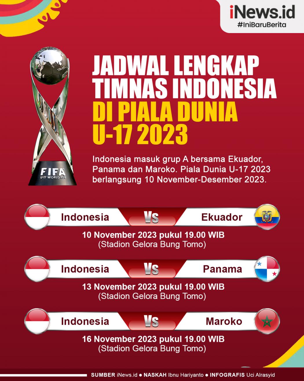 Infografis Jadwal Lengkap Timnas Indonesia di Piala Dunia U-17 2023
