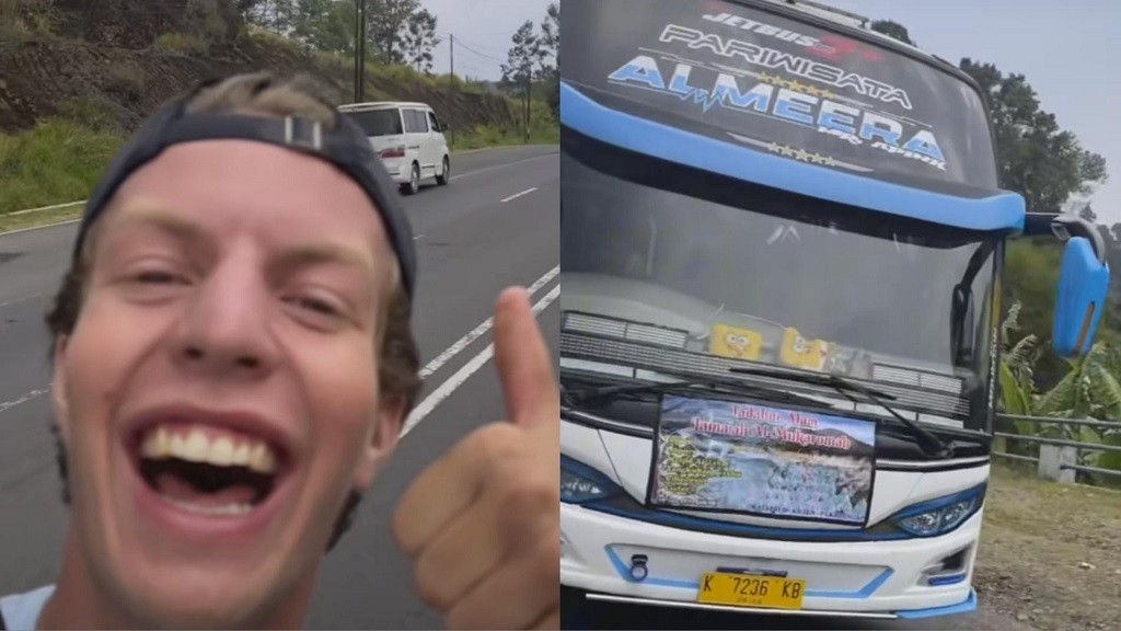 Viral Bule Bahagia Lihat Bus di Indonesia, Minta Sopir Nyalakan Klakson Telolet 