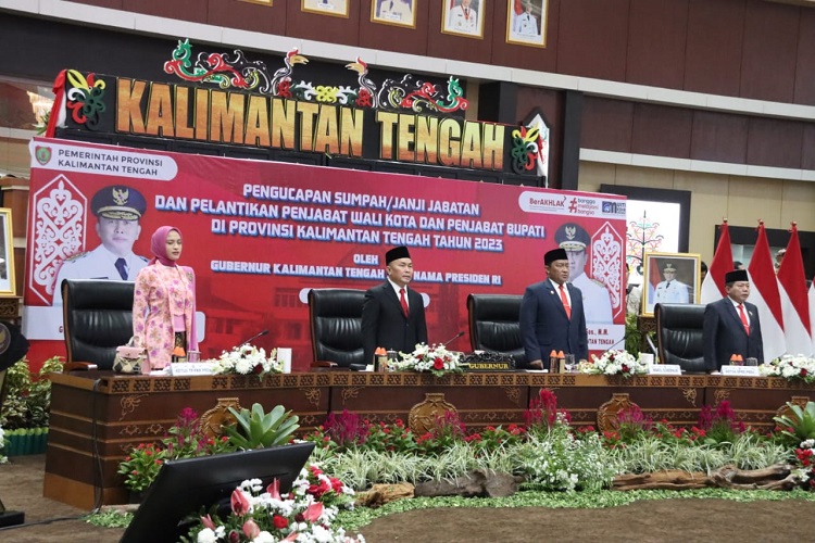 Gubernur Sugianto Sabran Lantik Pj Bupati dan Wali Kota Provinsi Kalimantan Tengah