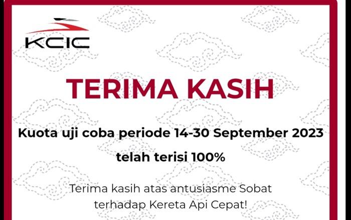 Kuota Uji Coba Kereta Cepat Whoosh Tahap 2 Ludes!