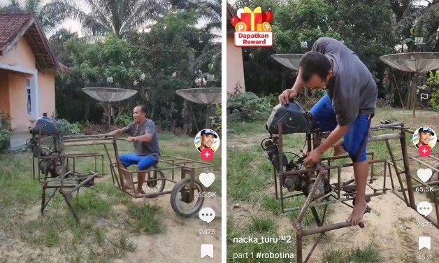 Viral Pria Indonesia Ciptakan Robot dari Motor Bekas, Bisa Berjalan Tarik Gerobak