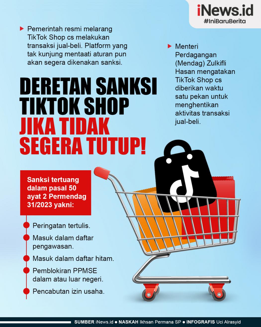 Infografis Deretan Sanksi TikTok Shop jika Tidak Segera Tutup!